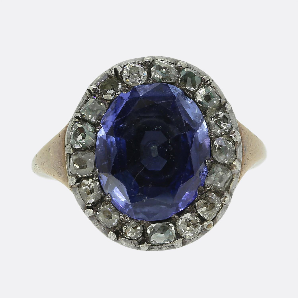 Georgian Sapphire and Diamond Cluster Ring
