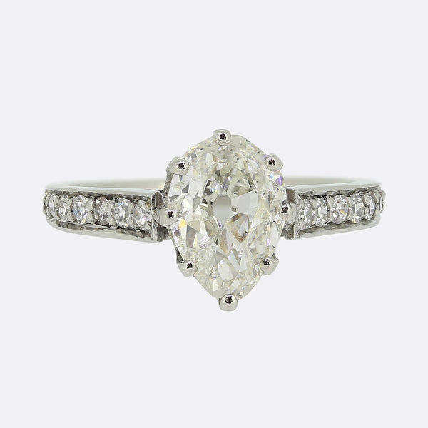 Edwardian 1.40 Carat Pear Cut Diamond Ring