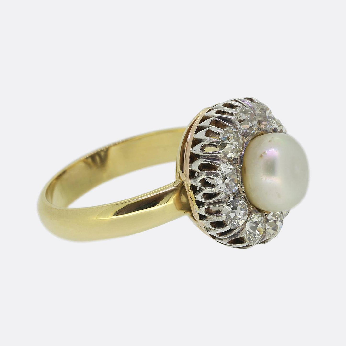 Antique Pearl and Diamond Cluster Ring