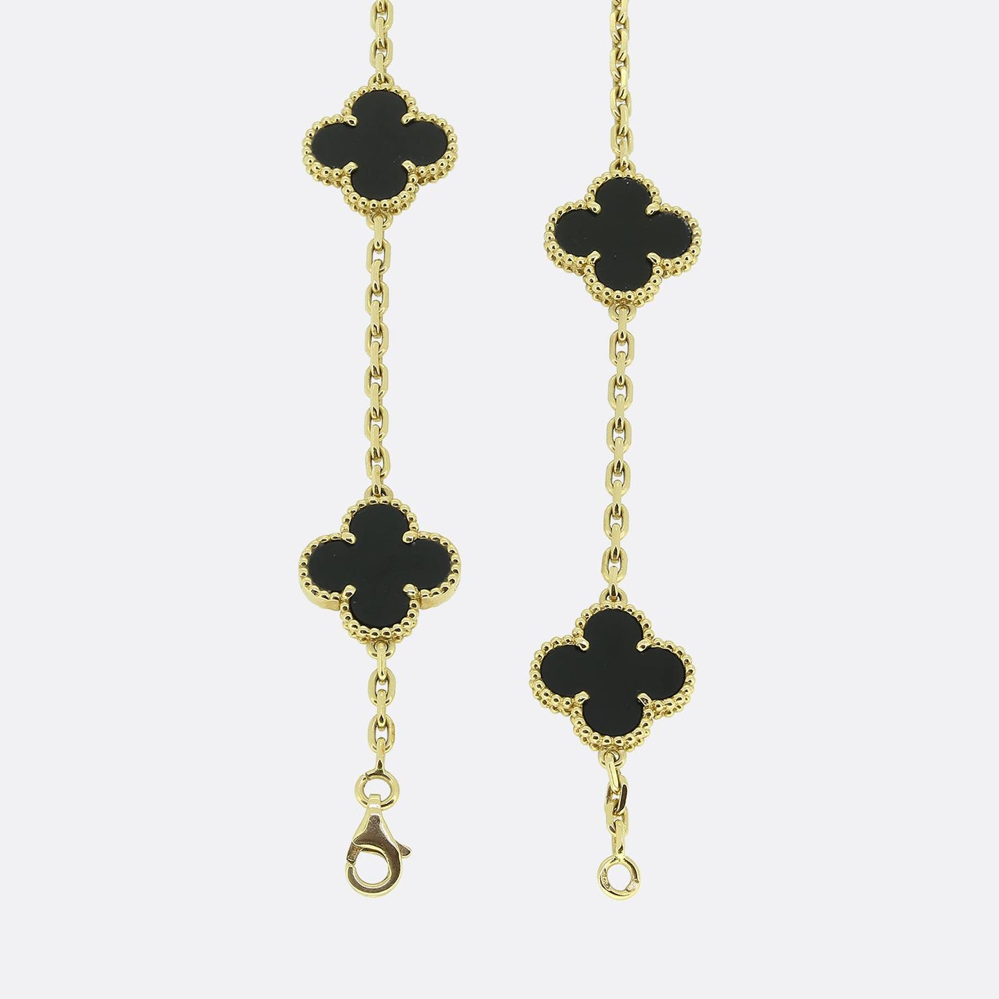 Van Cleef & Arpels Vintage Alhambra 20 Motif Onyx Necklace