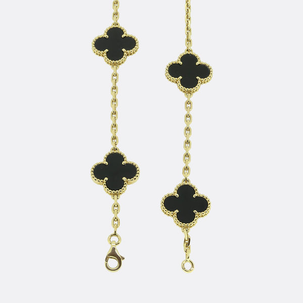 Van Cleef & Arpels Vintage Alhambra 20 Motif Onyx Necklace