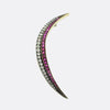 Victorian Ruby and Pearl Crescent Brooch