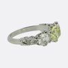 Early 20th Century Vivid Yellow Green Diamond Three-Stone Ring