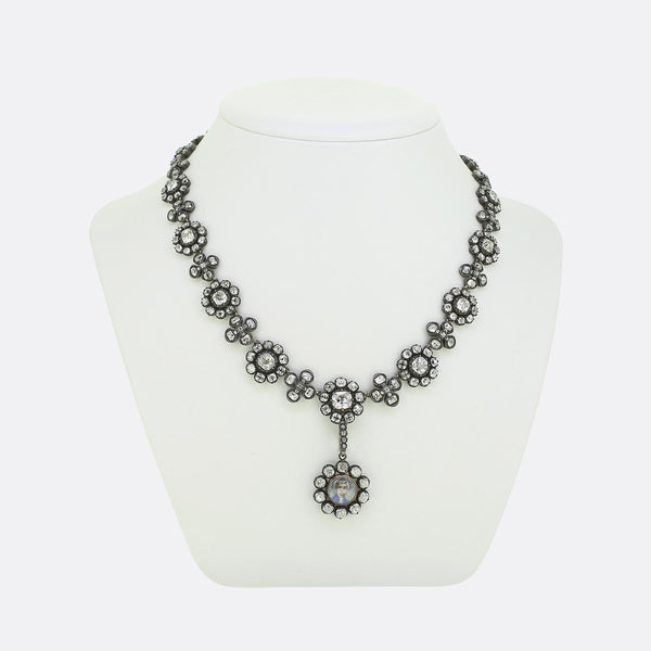Antique 24.00 Carat Diamond Pansy Necklace