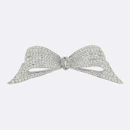Art Deco 6.00 Carat Diamond Bow Brooch