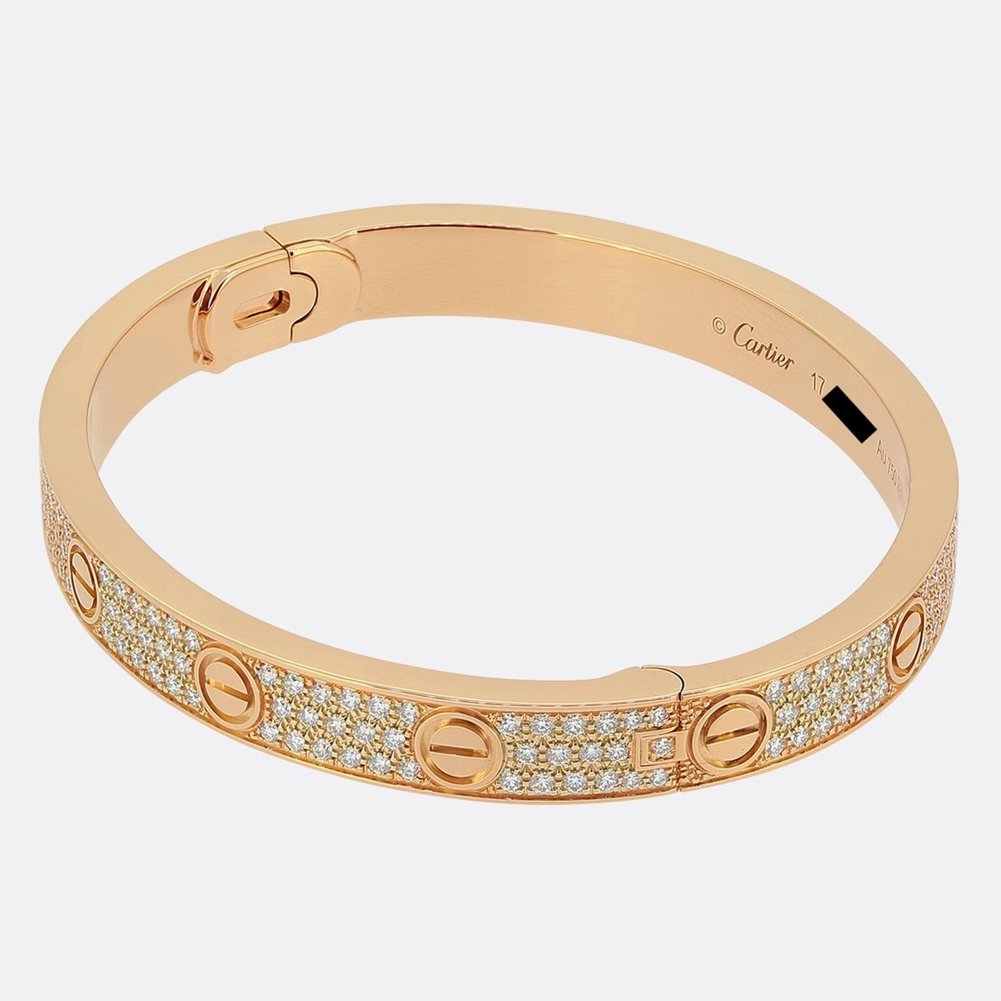 Cartier Paved Classic Model LOVE Bangle Size 17