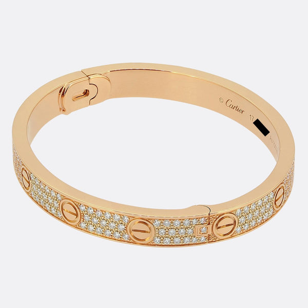 Cartier Paved Classic Model LOVE Bangle Size 17