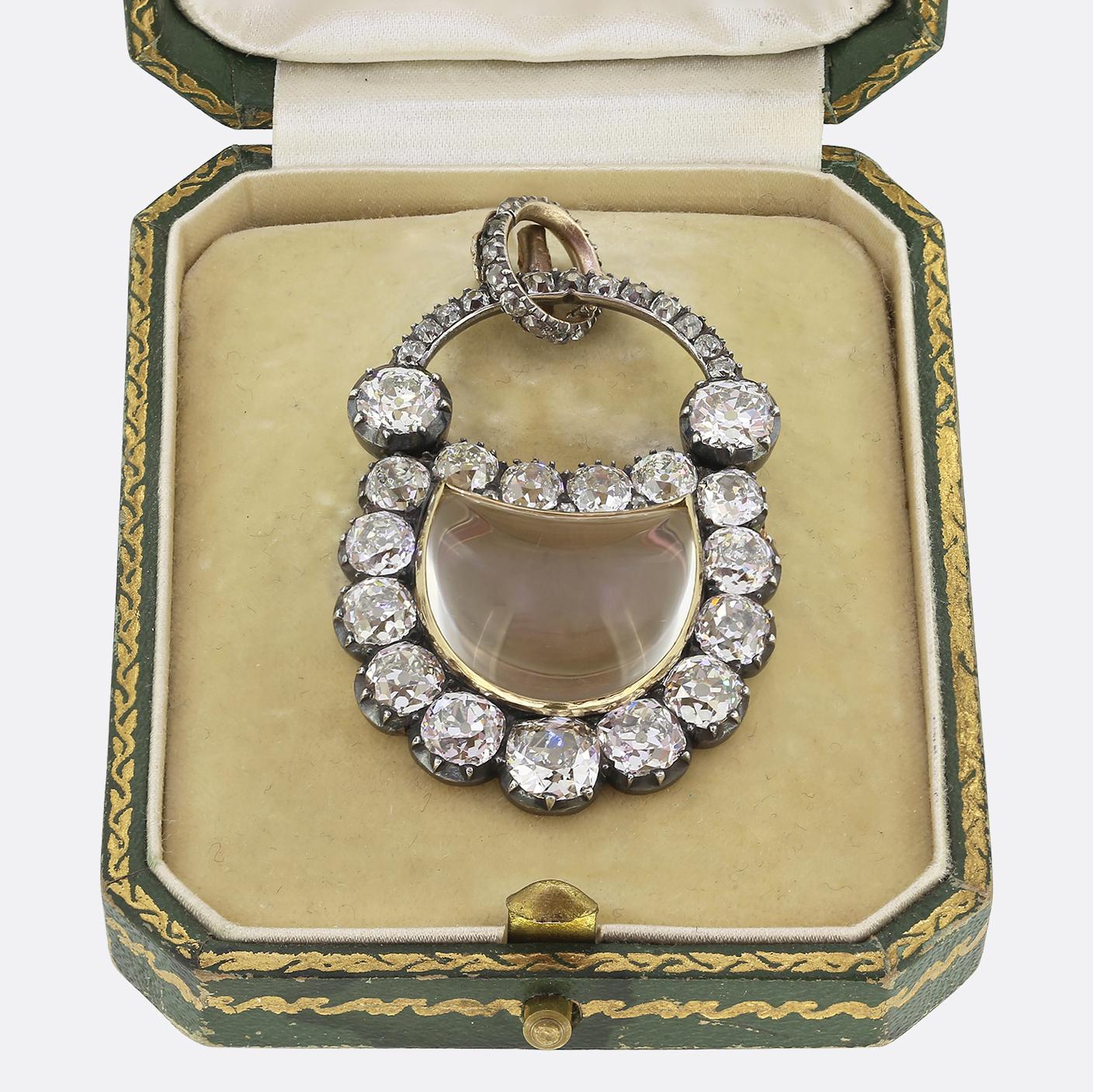 Victorian Rock Crystal and Diamond Padlock Pendant Brooch
