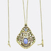 Art Nouveau Sapphire Diamond and Demantoid Garnet Pendant Necklace