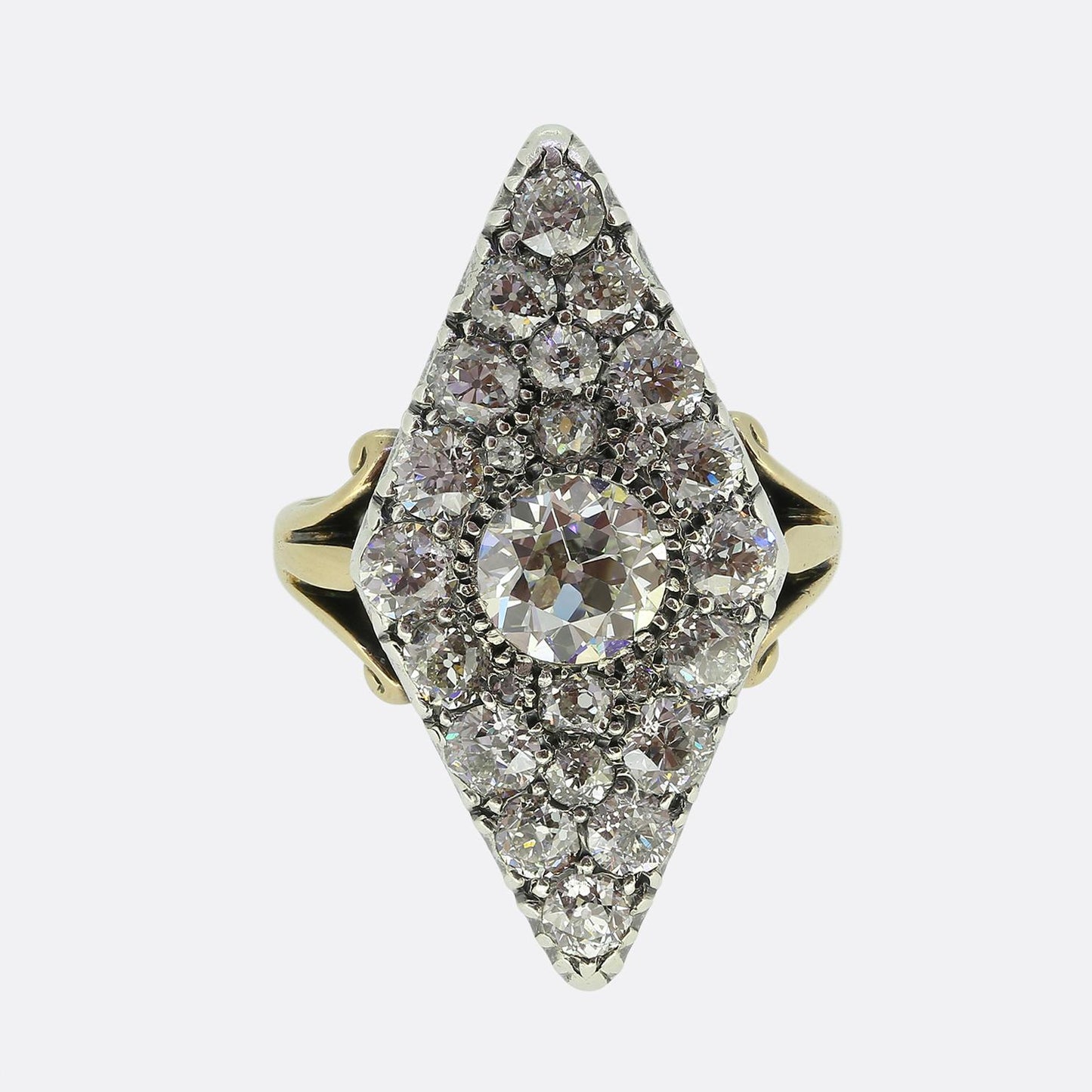 Victorian 3.40 Carat Diamond Navette Ring