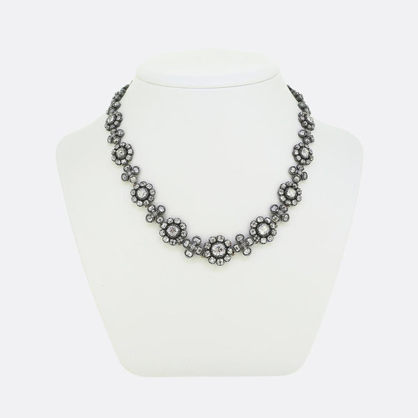 Antique 24.00 Carat Diamond Pansy Necklace
