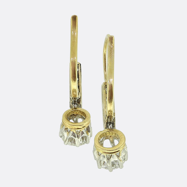 Art Deco Old Cut Diamond Drop Earrings