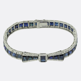 Art Deco Sapphire and Diamond Bow Bracelet