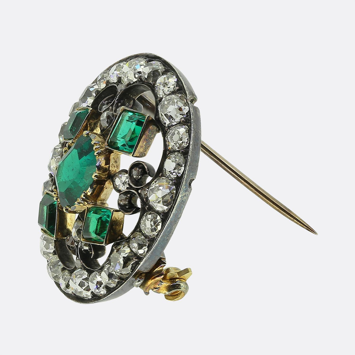 Victorian Emerald and Diamond Brooch