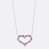 Tiffany & Co Large Pink Sapphire and Diamond Heart Pendant Necklace