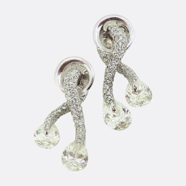 Adler Pear and Pave Diamond Set Drop Earrings