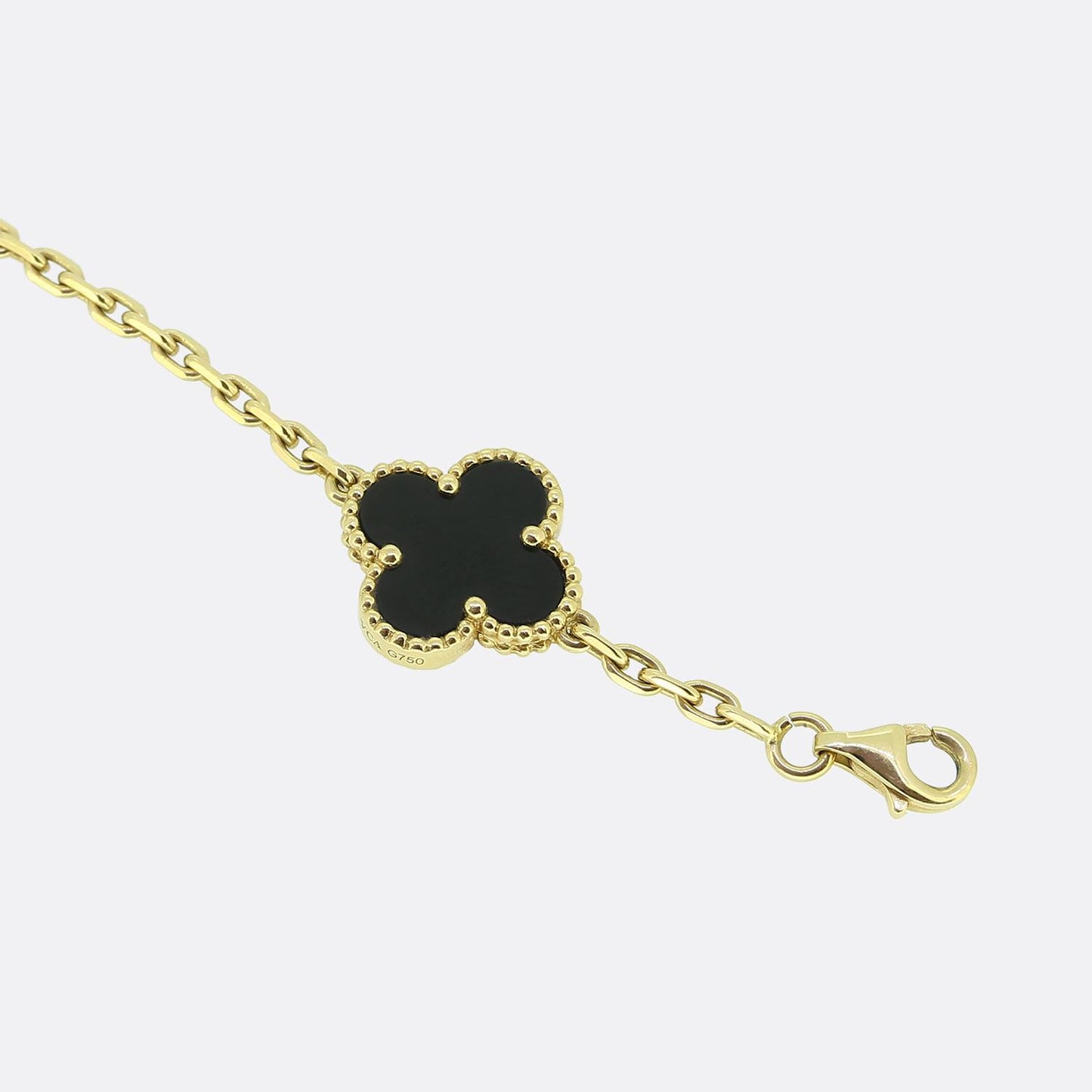 Van Cleef & Arpels Vintage Alhambra 20 Motif Onyx Necklace