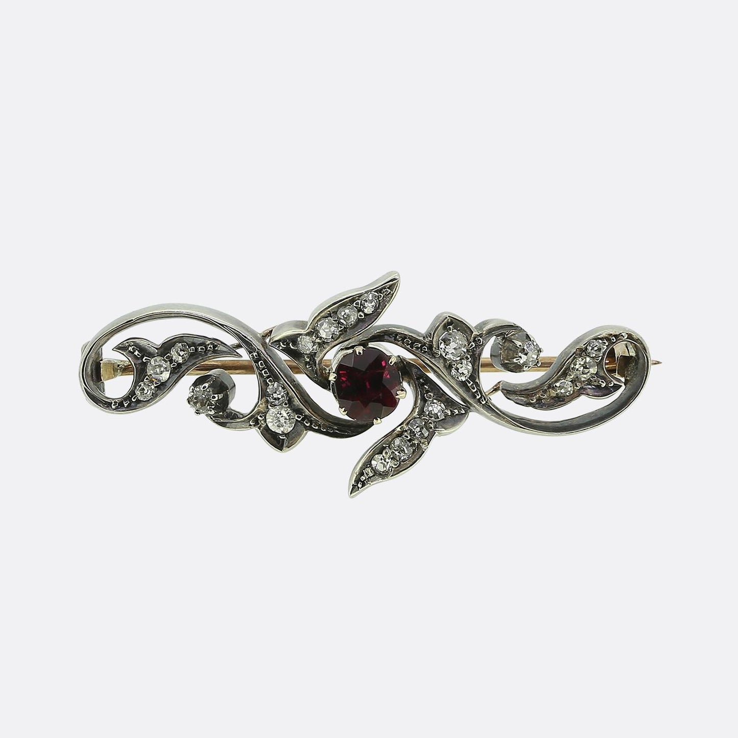 Antique Ruby and Diamond Brooch