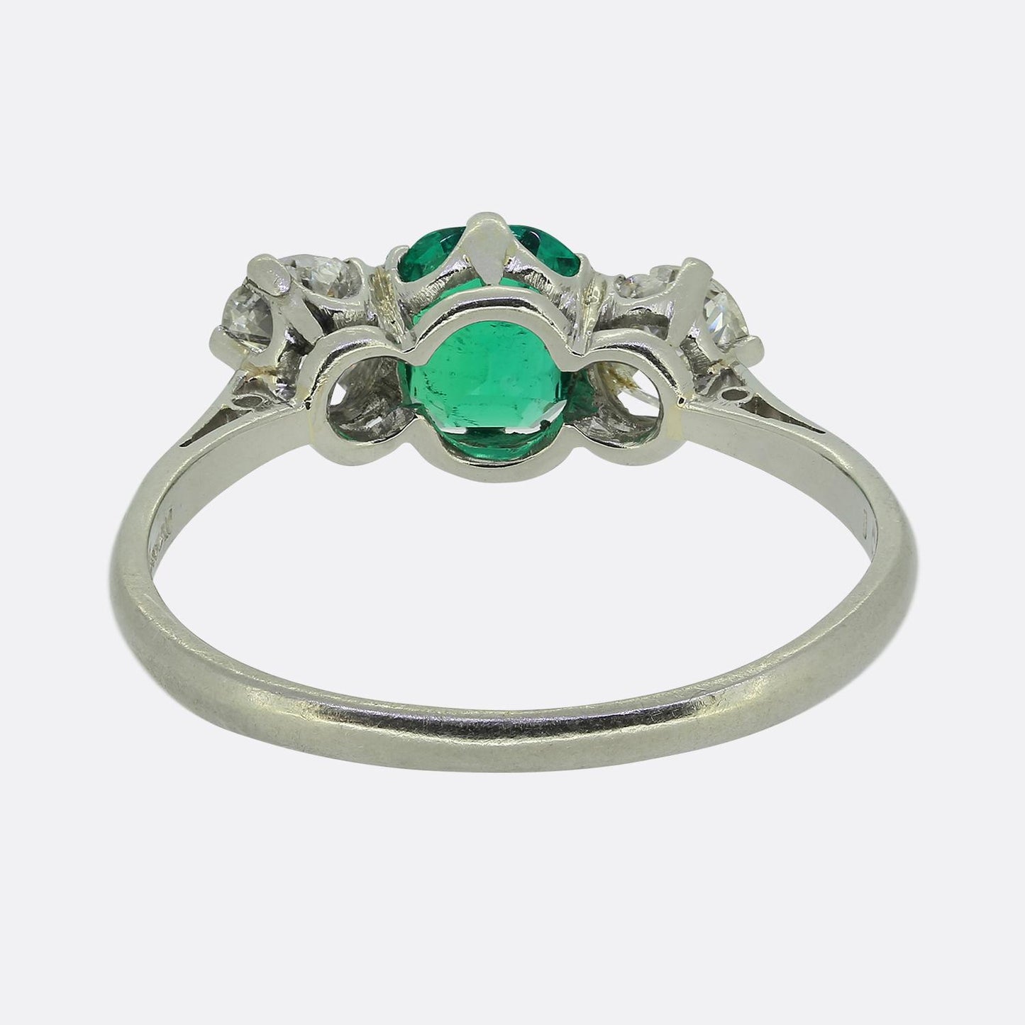 Art Deco Emerald and Diamond Three Stone Ring