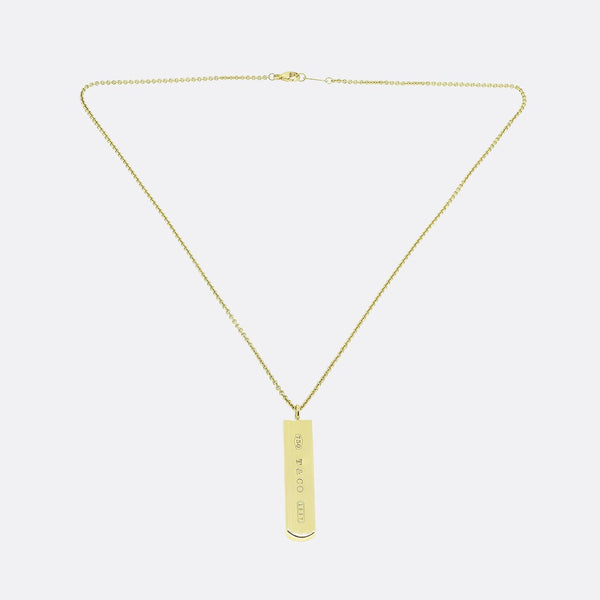 Tiffany & Co. 1837 Gold Bar Pendant Necklace