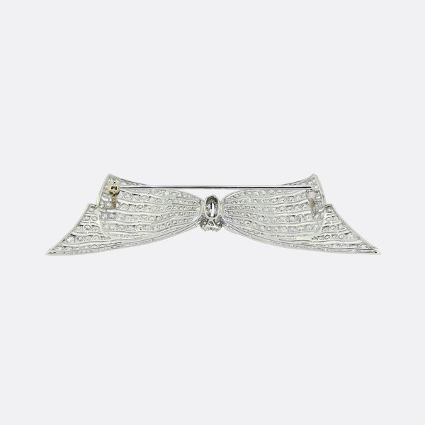 Art Deco 6.00 Carat Diamond Bow Brooch