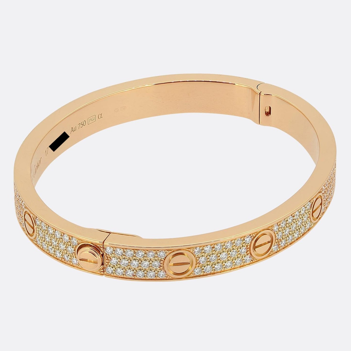 Cartier Paved Classic Model LOVE Bangle Size 17