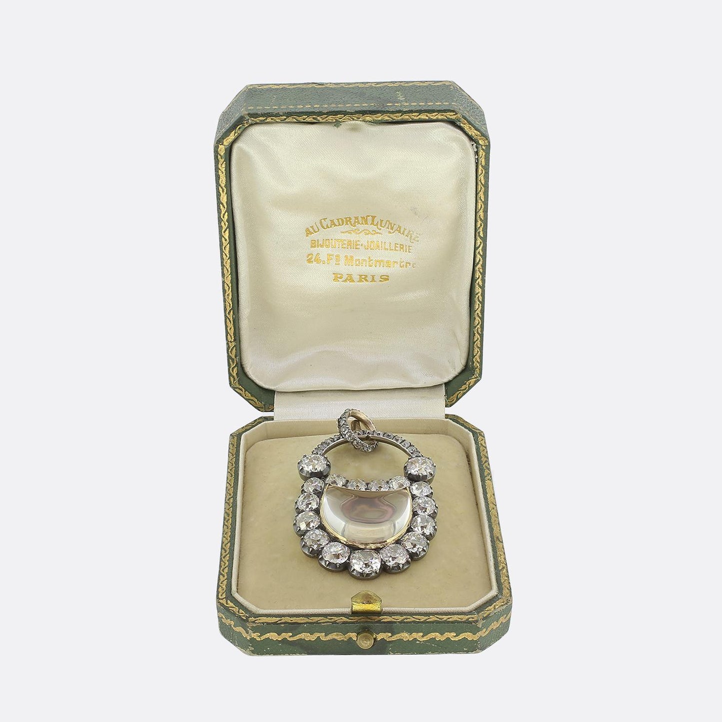 Victorian Rock Crystal and Diamond Padlock Pendant Brooch