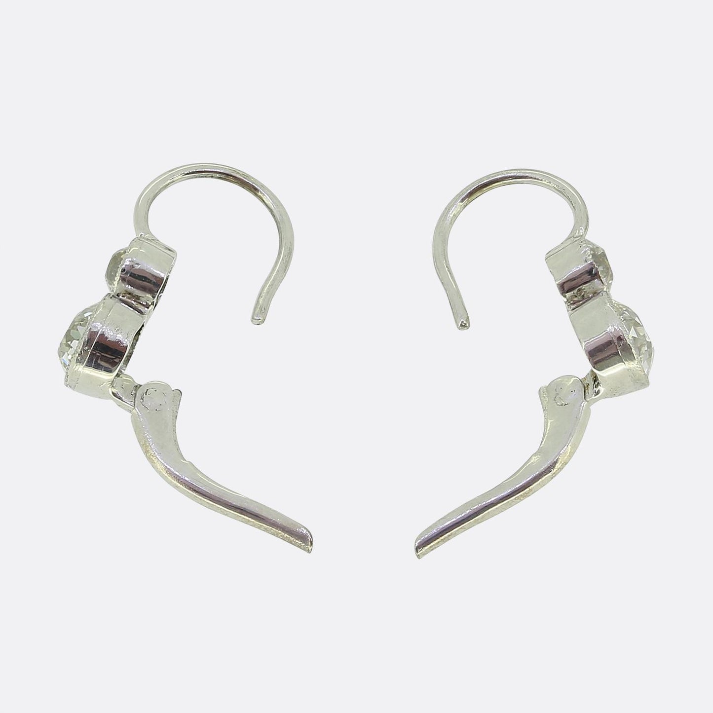 Art Deco 1.60 Carat Old Cut Diamond Drop Earrings