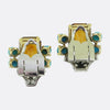 Retro Citrine Turquoise Diamond Earrings
