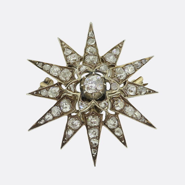 Victorian Diamond Star Brooch Pendant