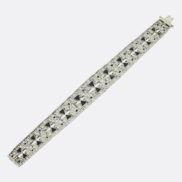 Art Deco Onyx and Diamond Bracelet