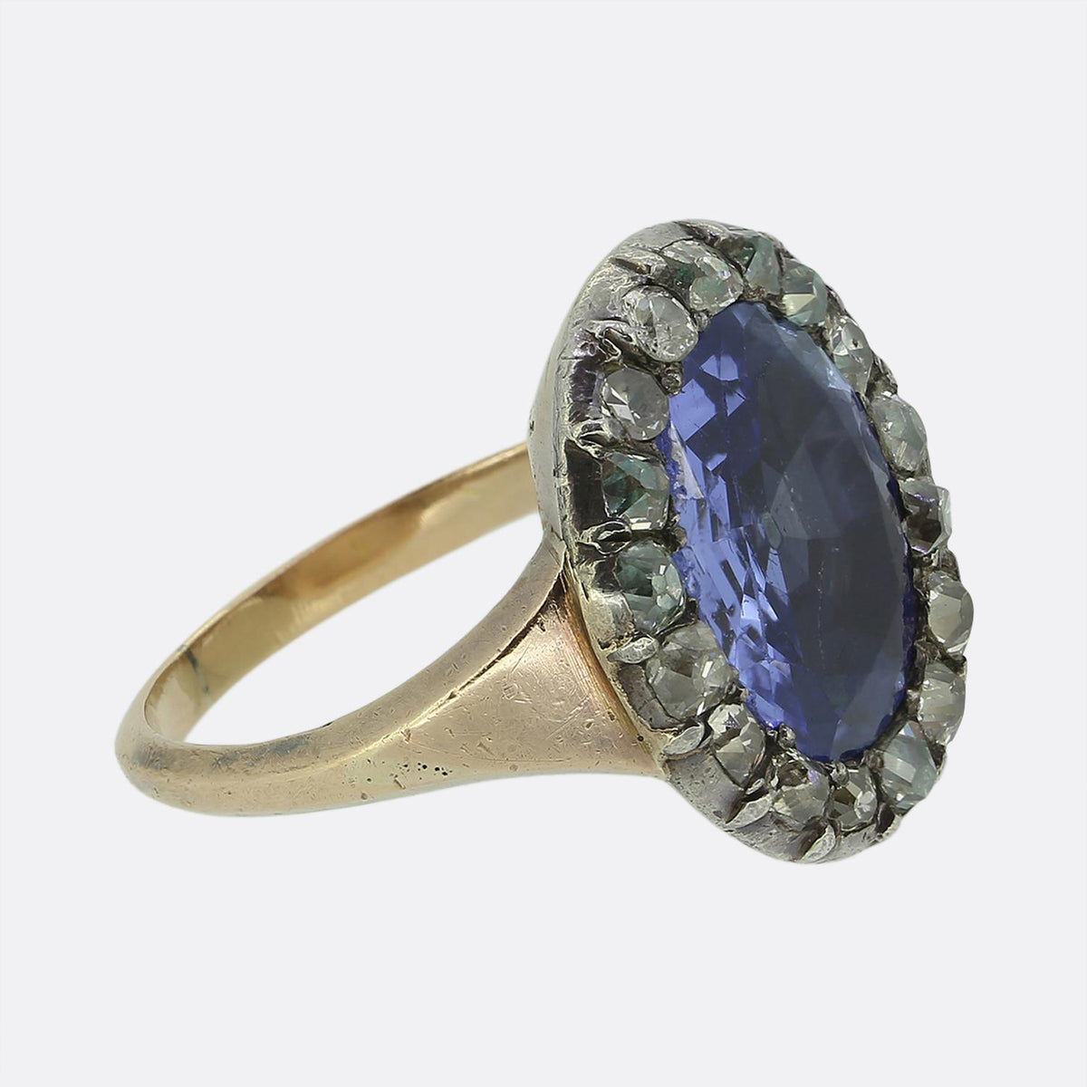 Georgian Sapphire and Diamond Cluster Ring