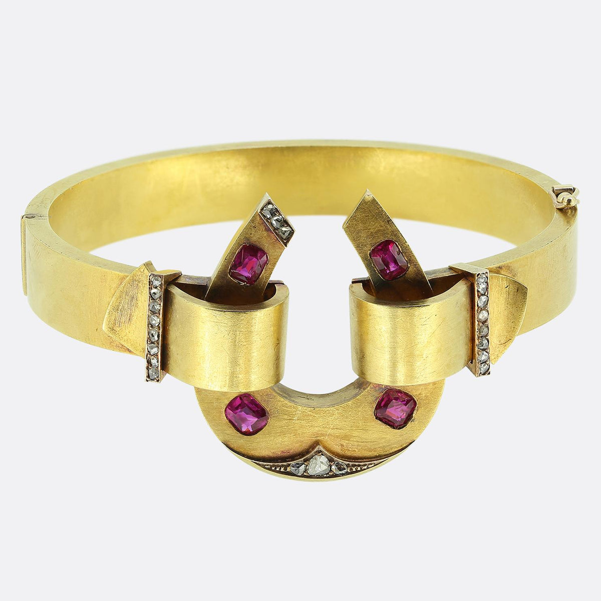 Victorian Burmese Ruby and Diamond Horseshoe Bangle