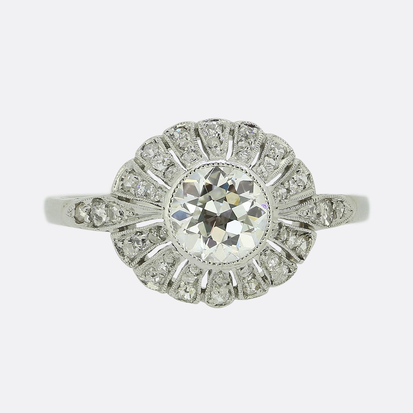 Art Deco 0.70 Carat Old Cut Diamond Ring