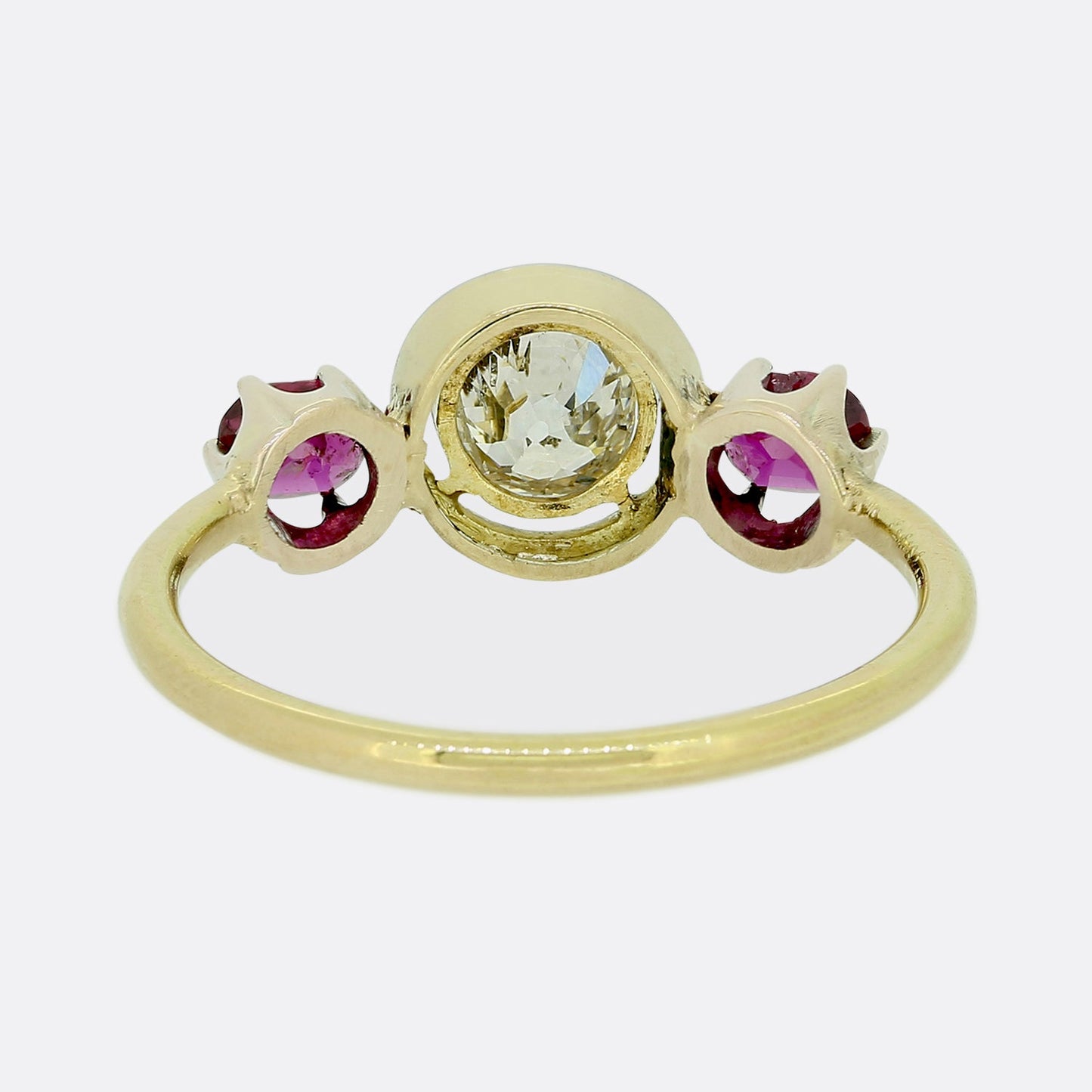 Edwardian Ruby and Diamond Three-Stone Ring