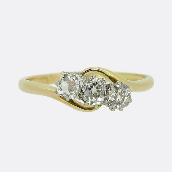 Vintage Three-Stone Diamond Ring