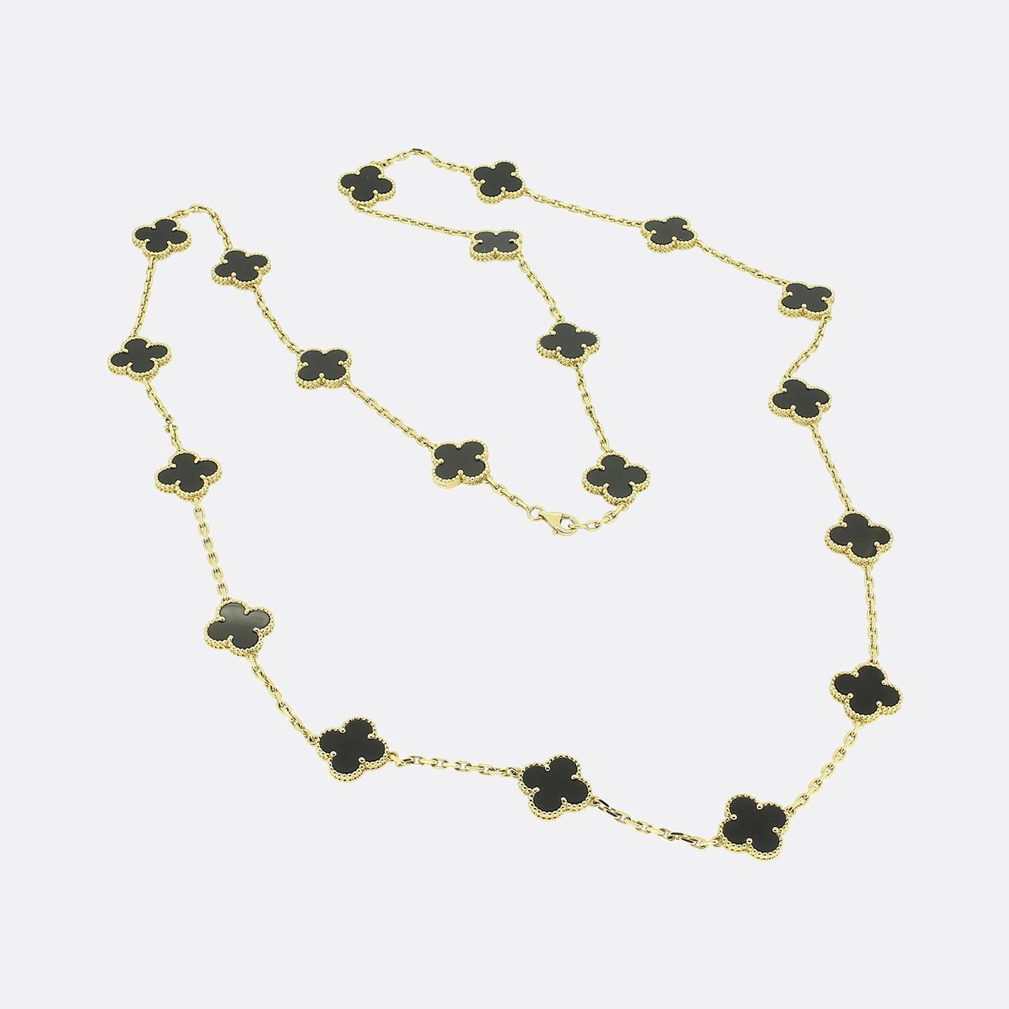 Van Cleef & Arpels Vintage Alhambra 20 Motif Onyx Necklace