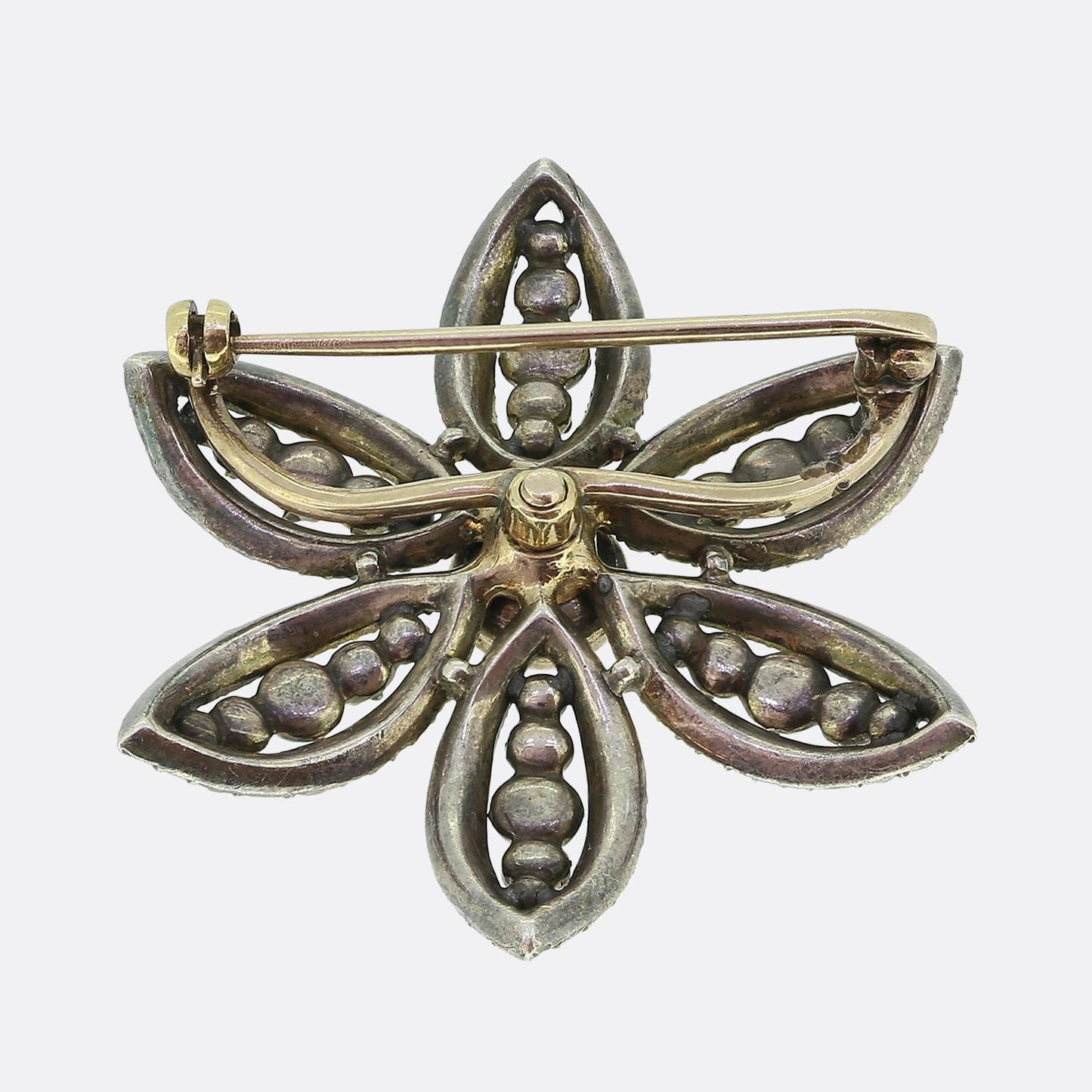 Georgian Diamond Cluster Flower Brooch