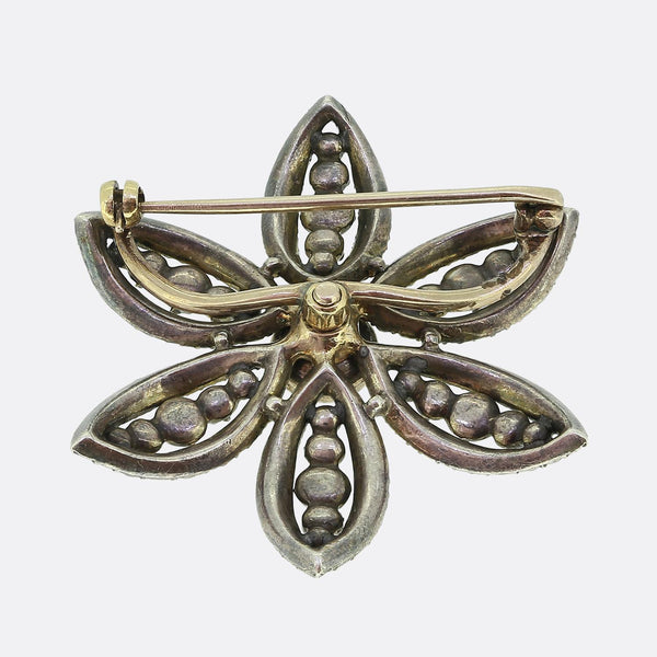 Georgian Diamond Cluster Flower Brooch