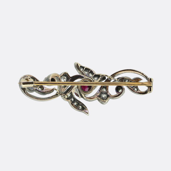 Antique Ruby and Diamond Brooch