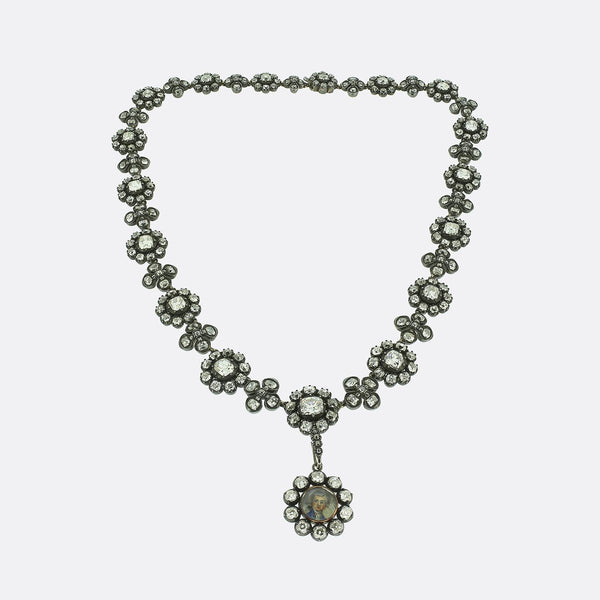 Antique 24.00 Carat Diamond Pansy Necklace