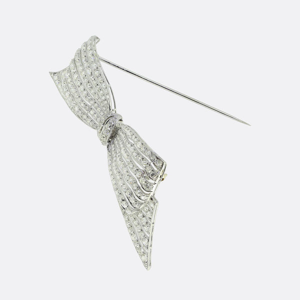 Art Deco 6.00 Carat Diamond Bow Brooch