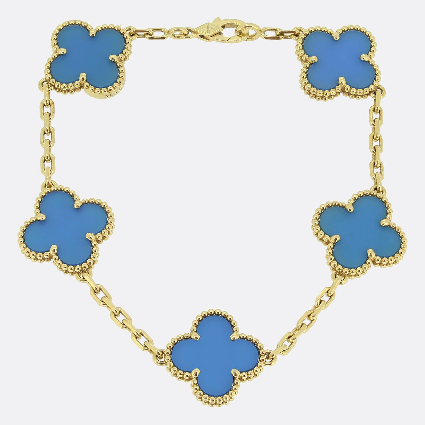 Van Cleef & Arpels Vintage Alhambra Five Motif Blue Agate Bracelet