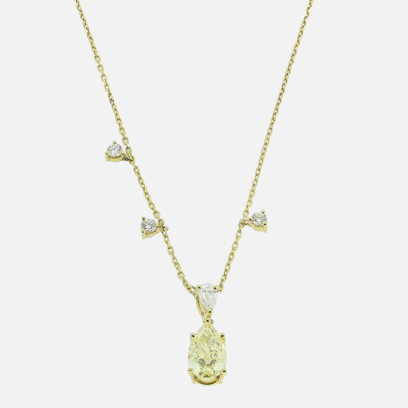 2.11 Carat Fancy Yellow Diamond Necklace