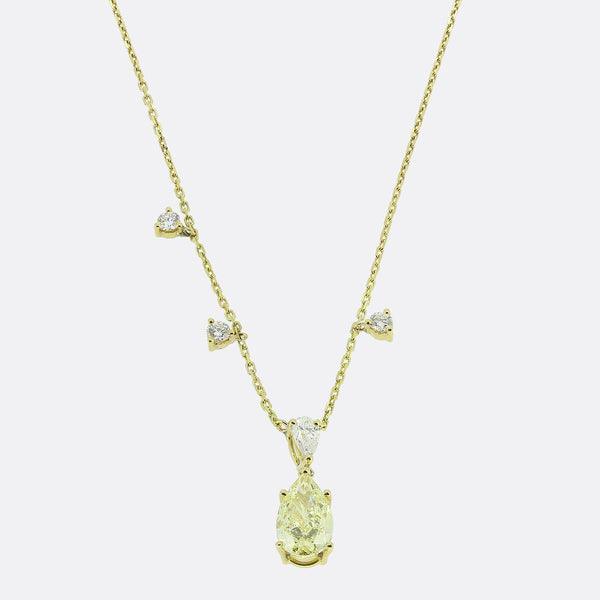2.11 Carat Fancy Yellow Diamond Necklace