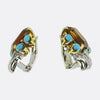 Retro Citrine Turquoise Diamond Earrings
