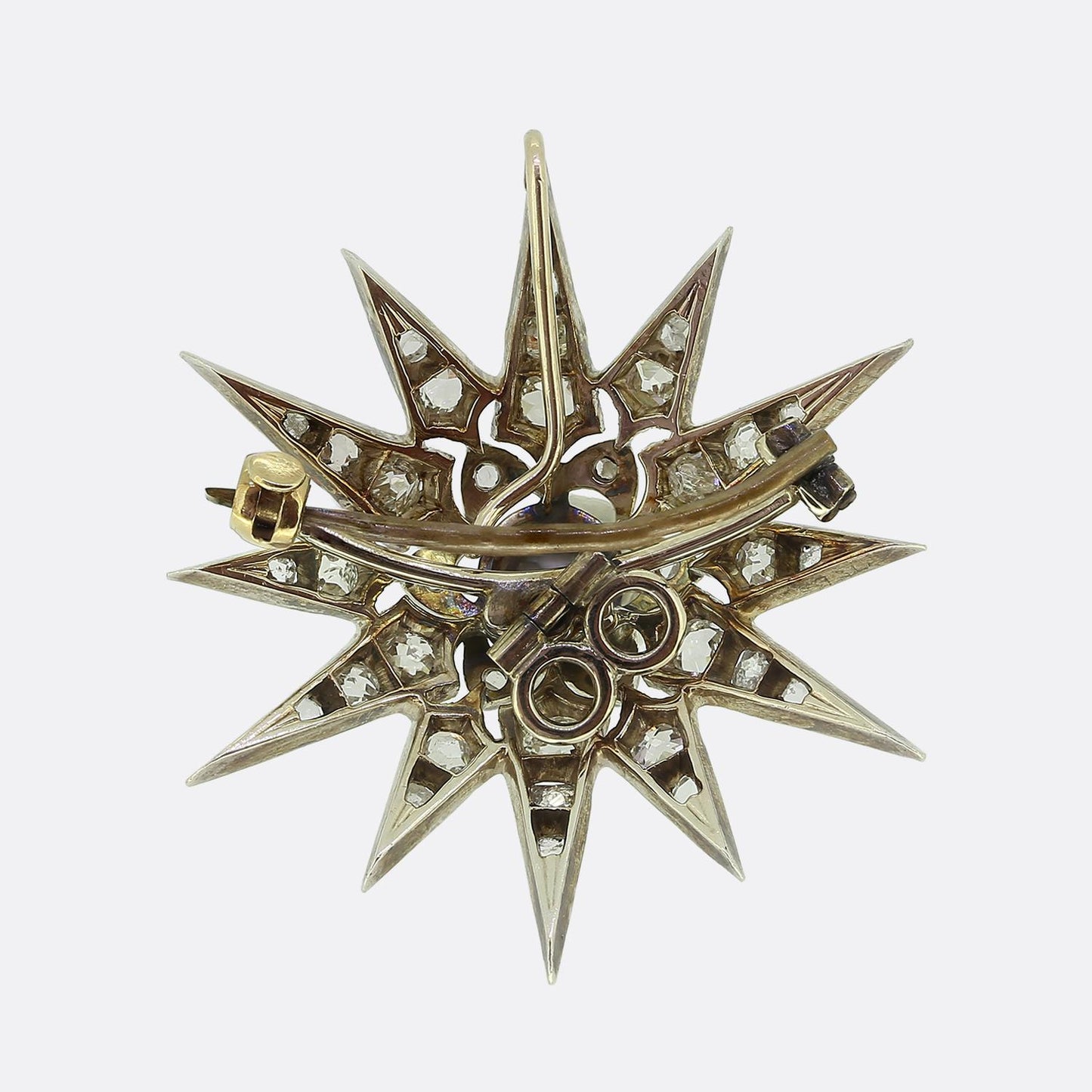 Victorian Diamond Star Brooch Pendant