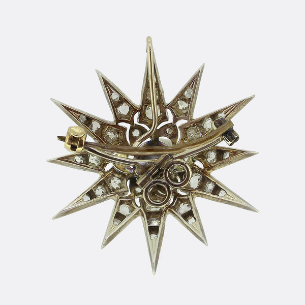 Victorian Diamond Star Brooch Pendant
