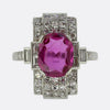 Art Deco 2.50 Carat Burmese Pink Sapphire and Diamond Ring