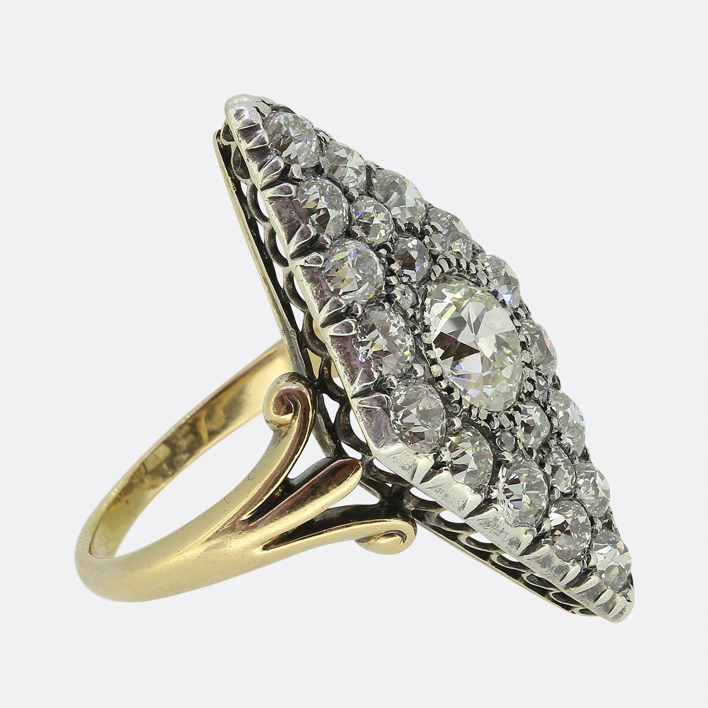 Victorian 3.40 Carat Diamond Navette Ring